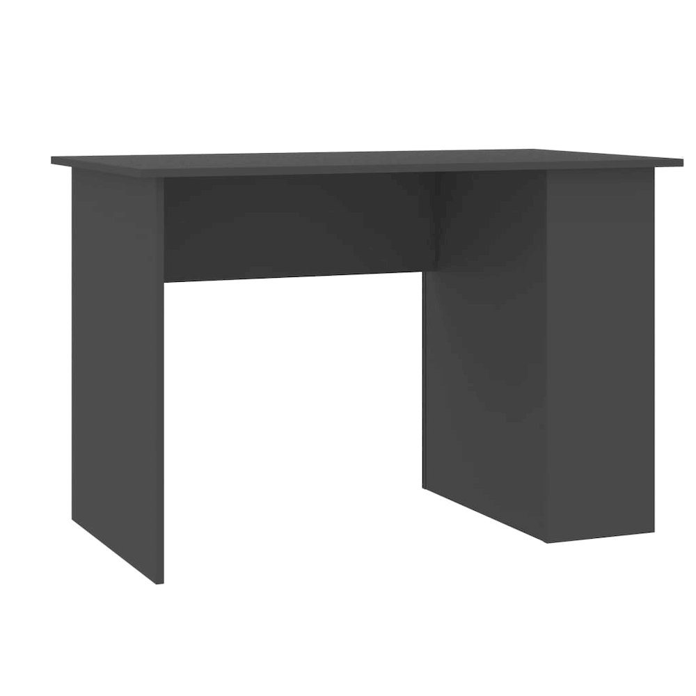 Desk Gray Engineered Wood Medium Desk Rectangular Modern. Picture 7