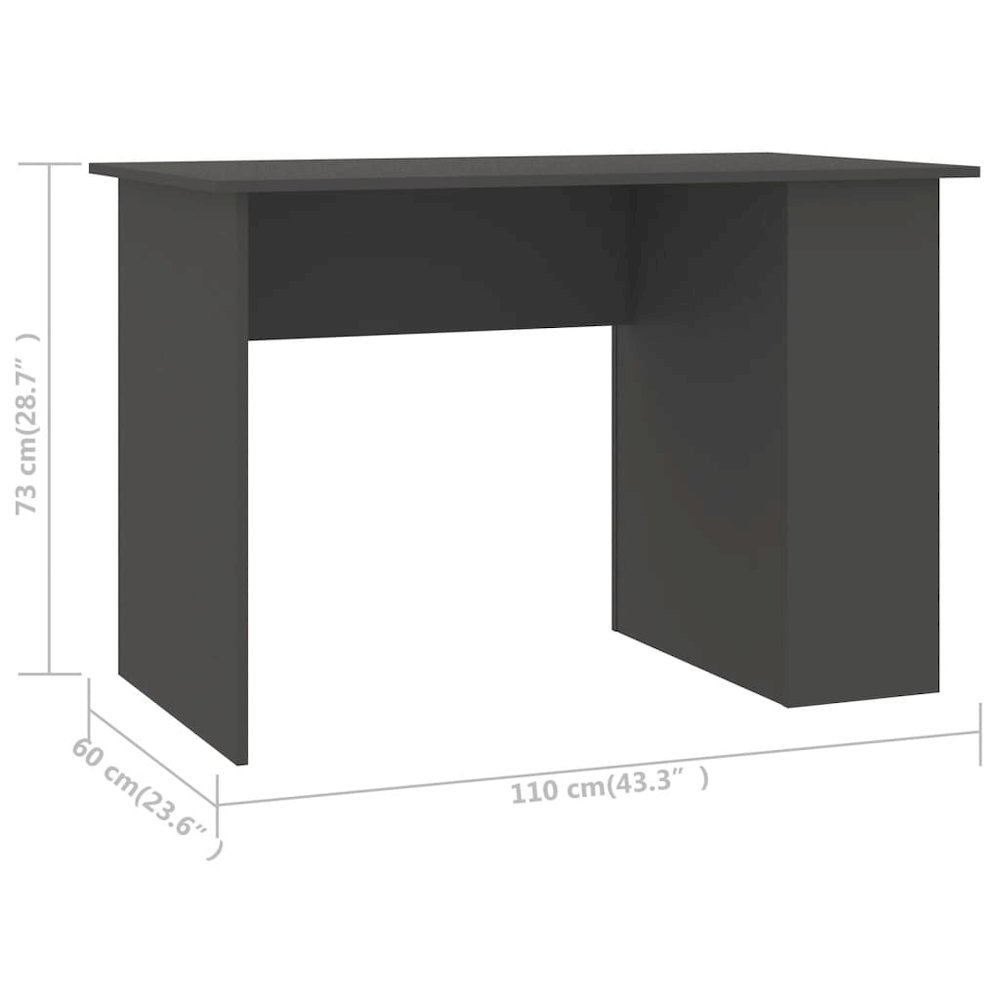 Desk Gray Engineered Wood Medium Desk Rectangular Modern. Picture 8