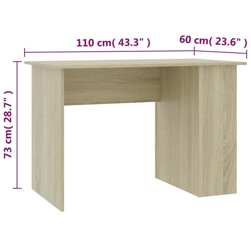 Desk Sonoma oak Engineered wood Medium Computer Desk. Picture 6