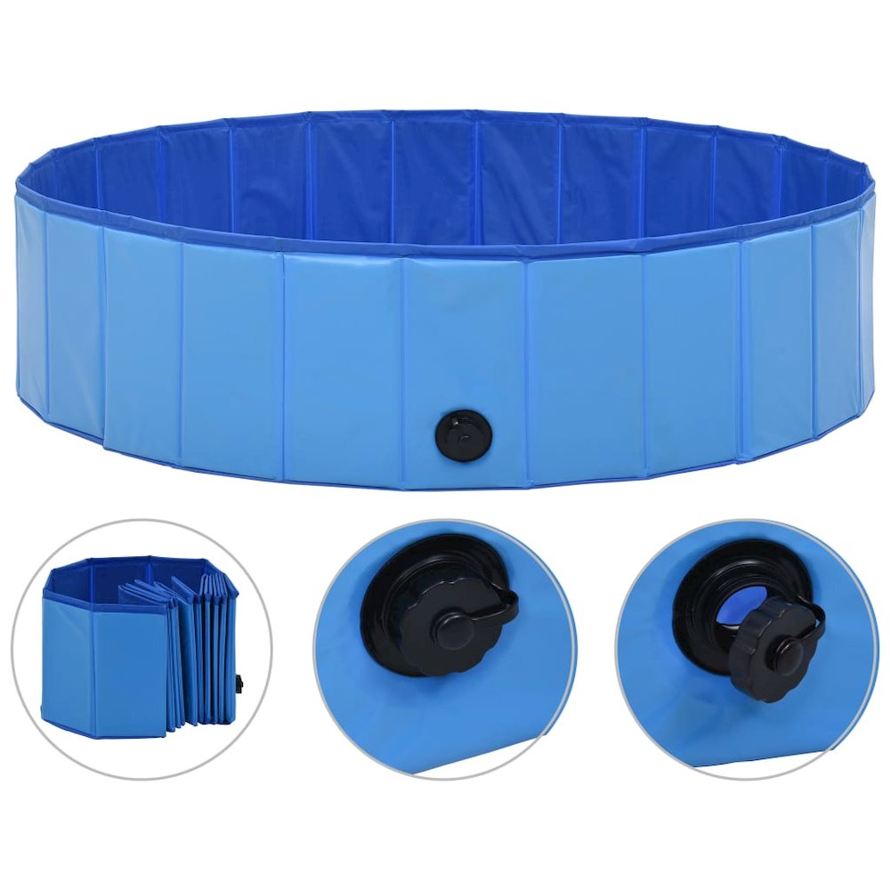 Dog Swimming Pool Blue PVC 47.2 x 11.8 in Foldable. Picture 2