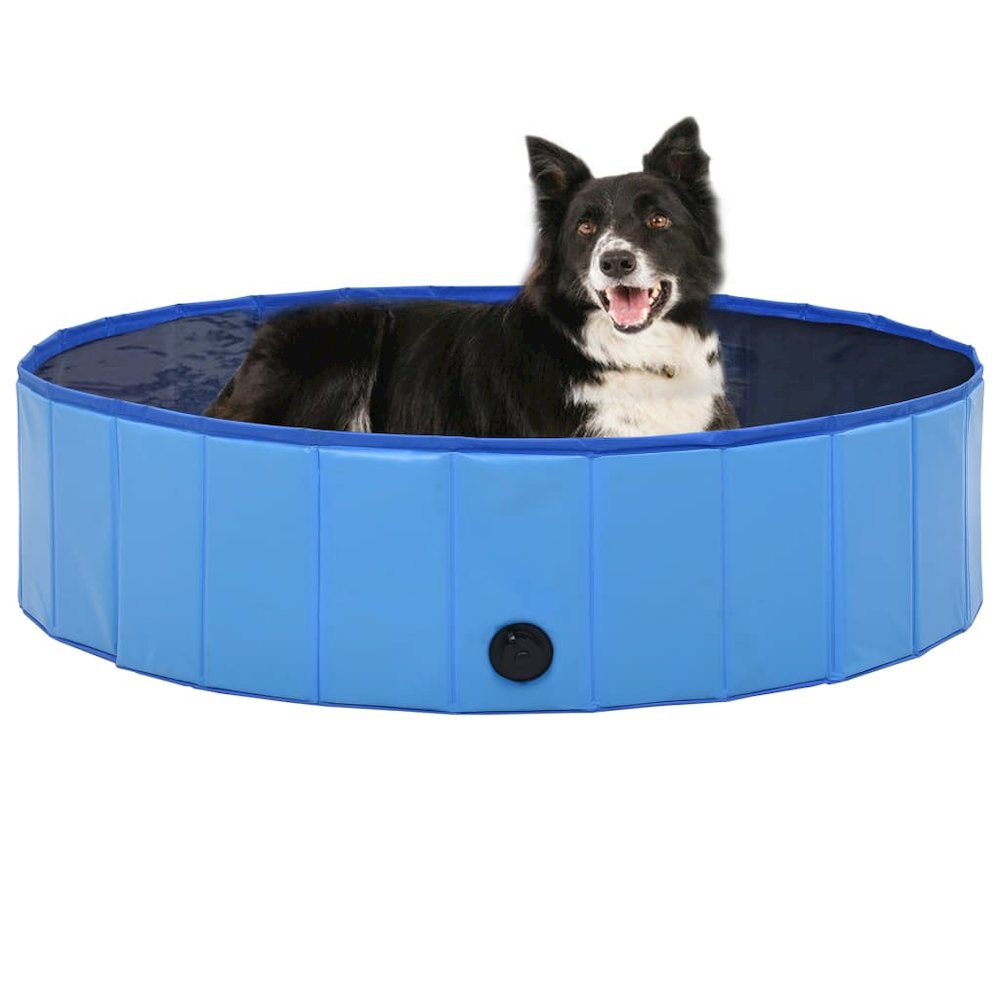 Dog Swimming Pool Blue PVC 47.2 x 11.8 in Foldable. Picture 1