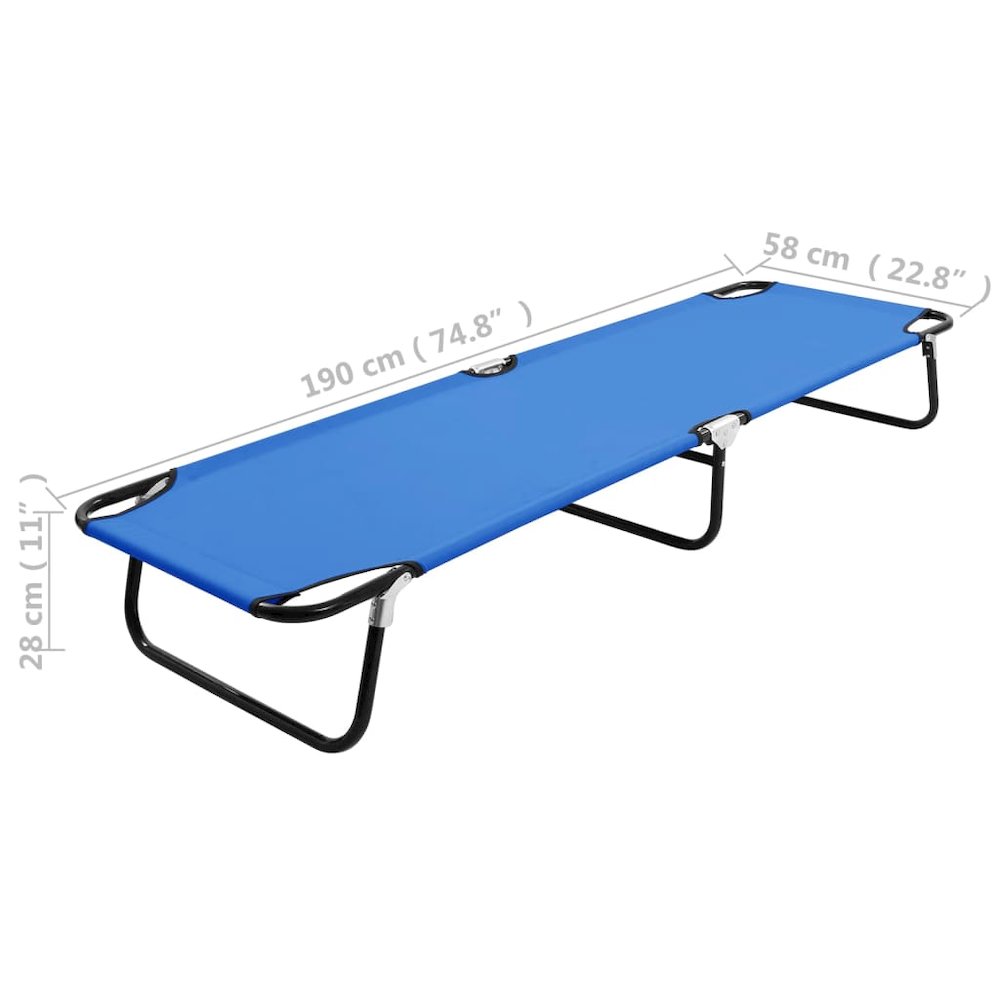 Sun Lounger Blue Steel frame and polyester fabric Standard Size. Picture 9