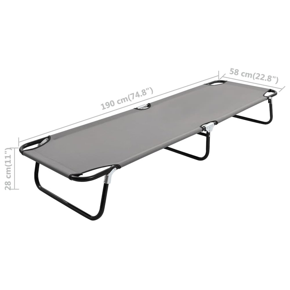 Sun Lounger Grey Strong steel frame & 600D polyester Standard. Picture 9