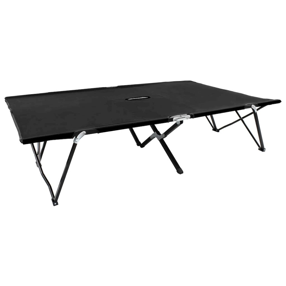 Sun Lounger Black Steel frame Double Foldable Sun Lounger. Picture 1
