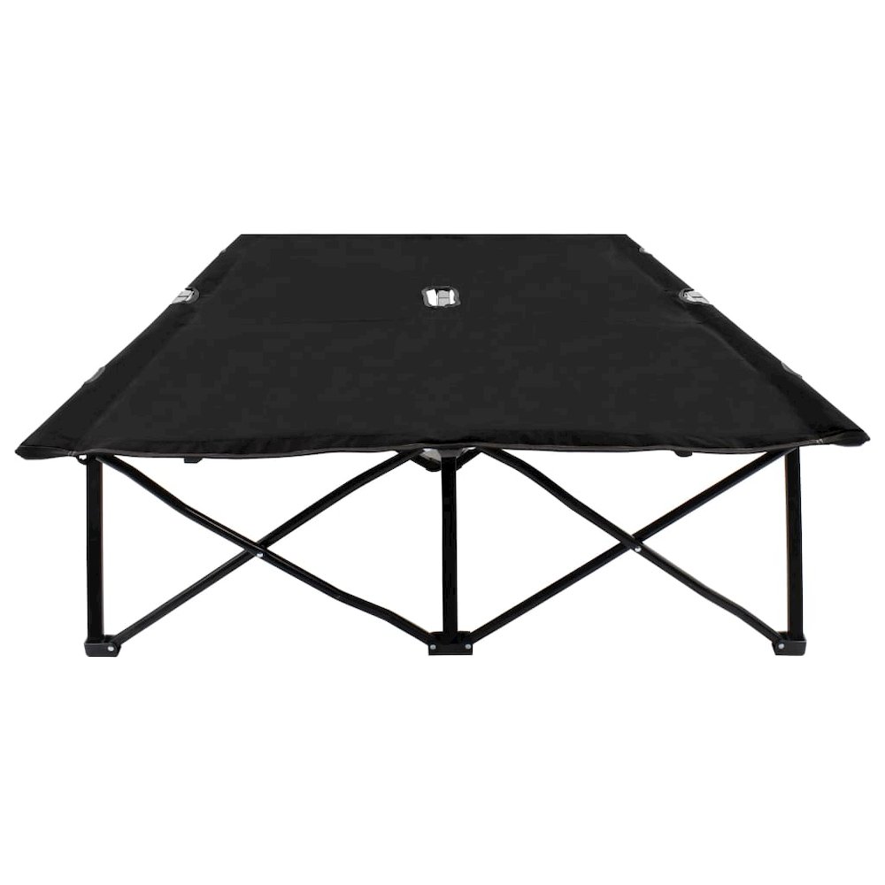 Sun Lounger Black Steel frame Double Foldable Sun Lounger. Picture 3