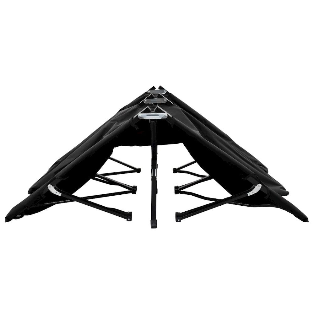 Sun Lounger Black Steel frame Double Foldable Sun Lounger. Picture 4