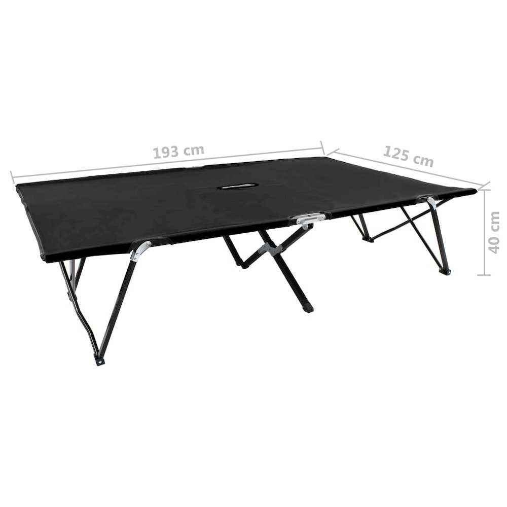 Sun Lounger Black Steel frame Double Foldable Sun Lounger. Picture 8