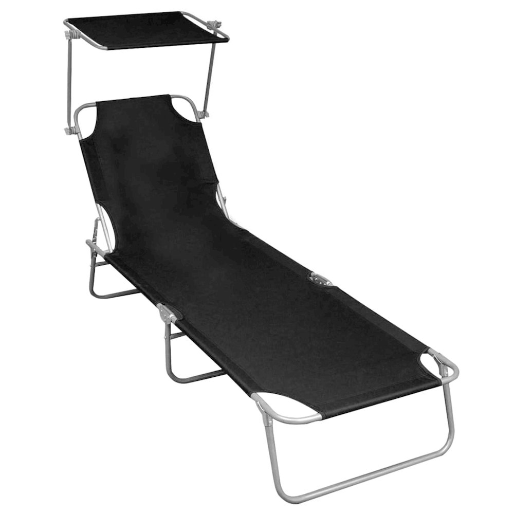 Sunlounger Black Powder-coated aluminum Standard Foldable. Picture 1