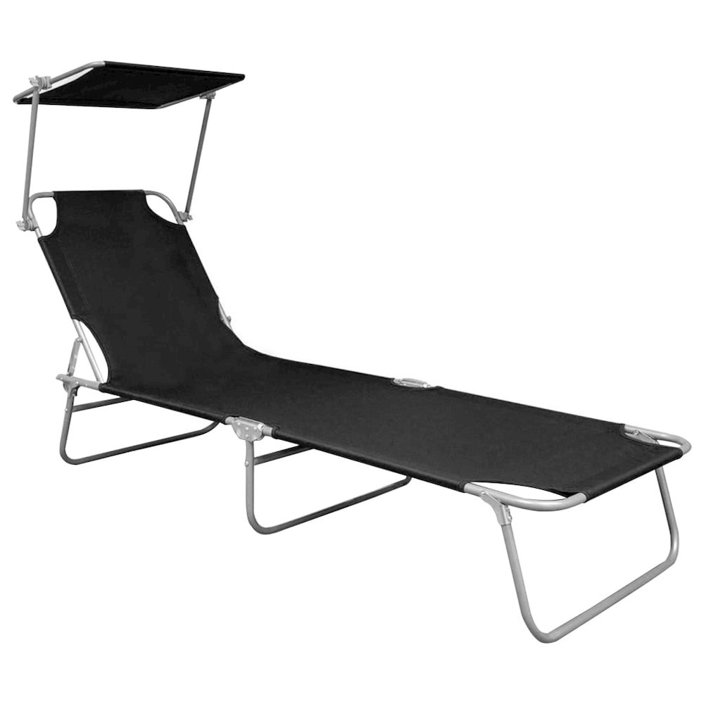 Sunlounger Black Powder-coated aluminum Standard Foldable. Picture 2