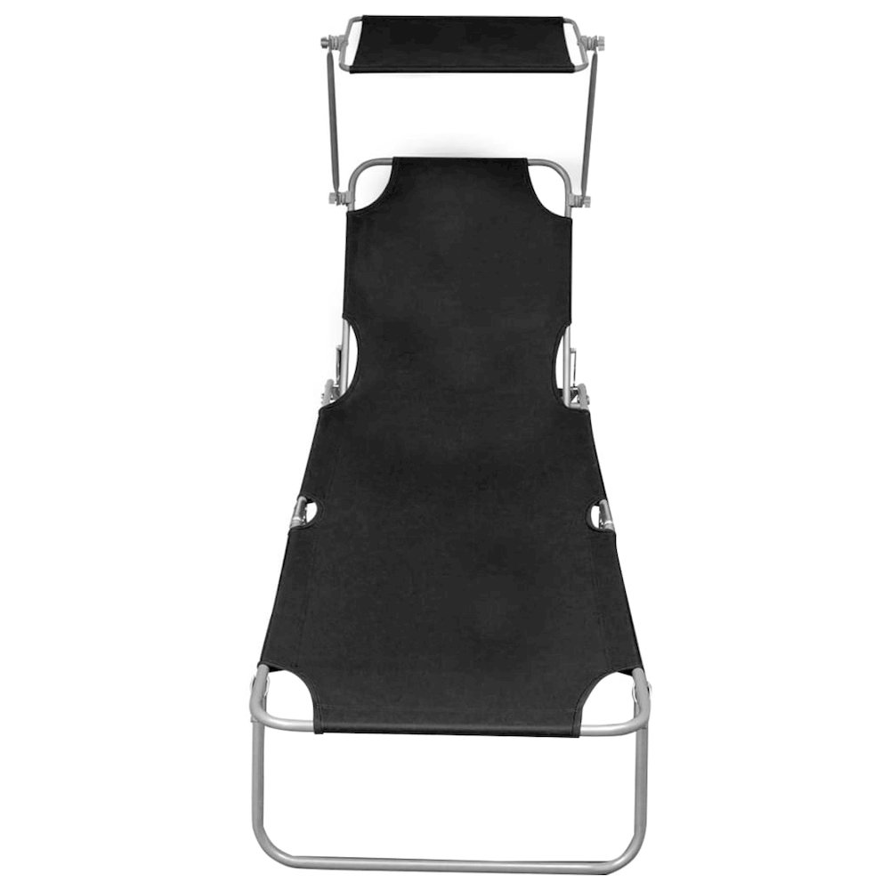 Sunlounger Black Powder-coated aluminum Standard Foldable. Picture 3