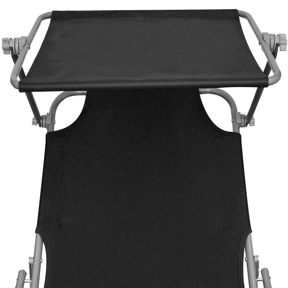 Sunlounger Black Powder-coated aluminum Standard Foldable. Picture 6