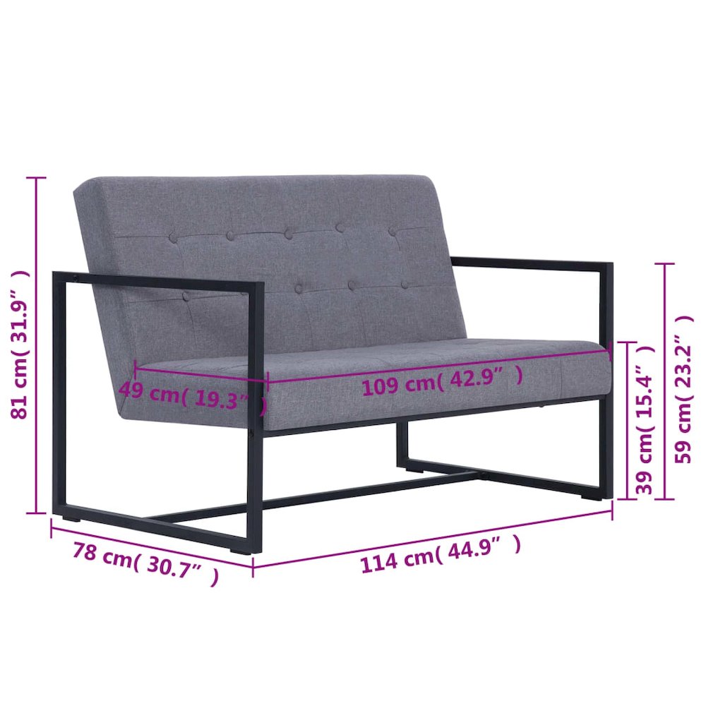 Armchair Light grey Fabric 2-seater Seats Many Loveseat. Picture 6