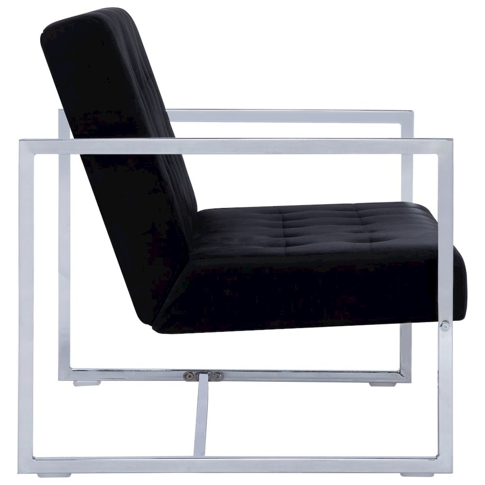Armchair Black Velvet, Chrome, Wood Standard Durable Loveseat. Picture 4