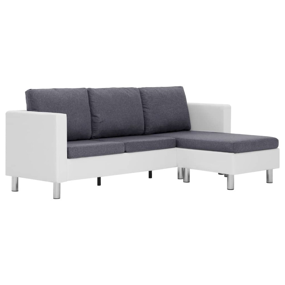 Sofa White Faux Leather, Polyester, Wooden Slats, Chrome-Plated Iron. Picture 2