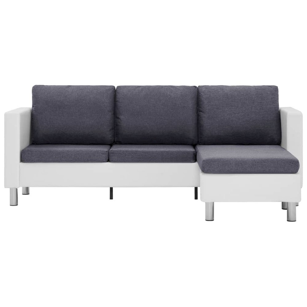 Sofa White Faux Leather, Polyester, Wooden Slats, Chrome-Plated Iron. Picture 3