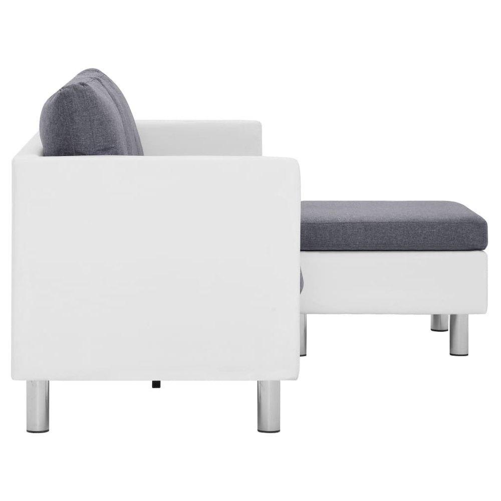 Sofa White Faux Leather, Polyester, Wooden Slats, Chrome-Plated Iron. Picture 4