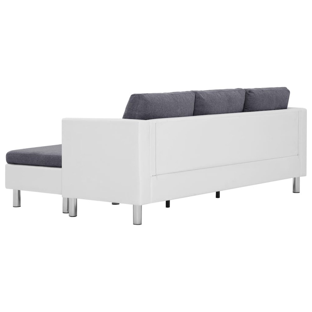 Sofa White Faux Leather, Polyester, Wooden Slats, Chrome-Plated Iron. Picture 5