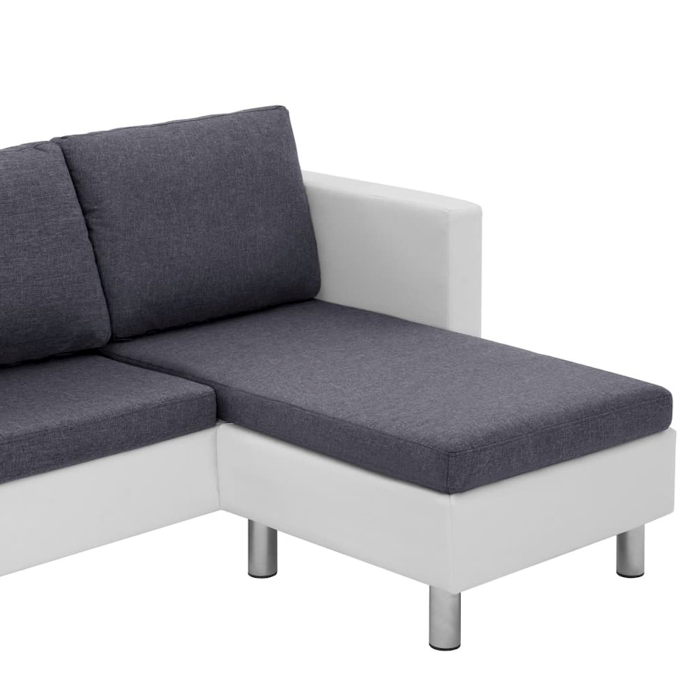 Sofa White Faux Leather, Polyester, Wooden Slats, Chrome-Plated Iron. Picture 6
