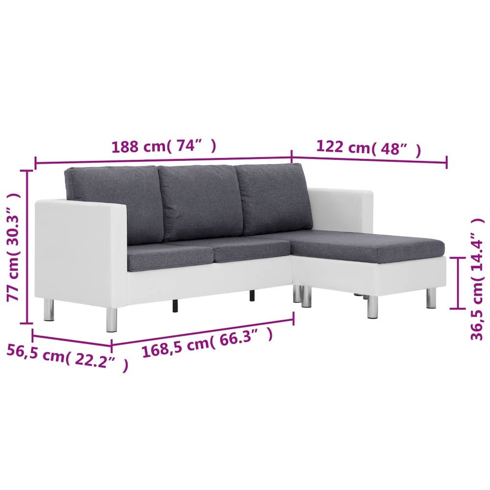 Sofa White Faux Leather, Polyester, Wooden Slats, Chrome-Plated Iron. Picture 9