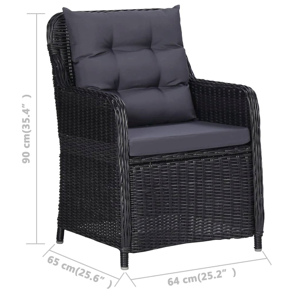 Rattan Chair Set of 2 Black and Dark Grey. Picture 8