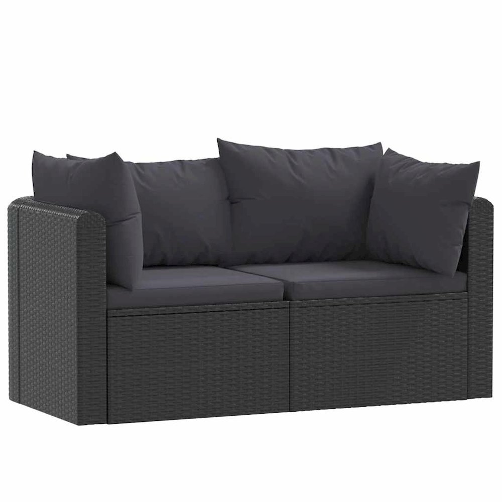 Garden Sofa Black Poly Rattan Medium Modular Garden Sofa. Picture 1