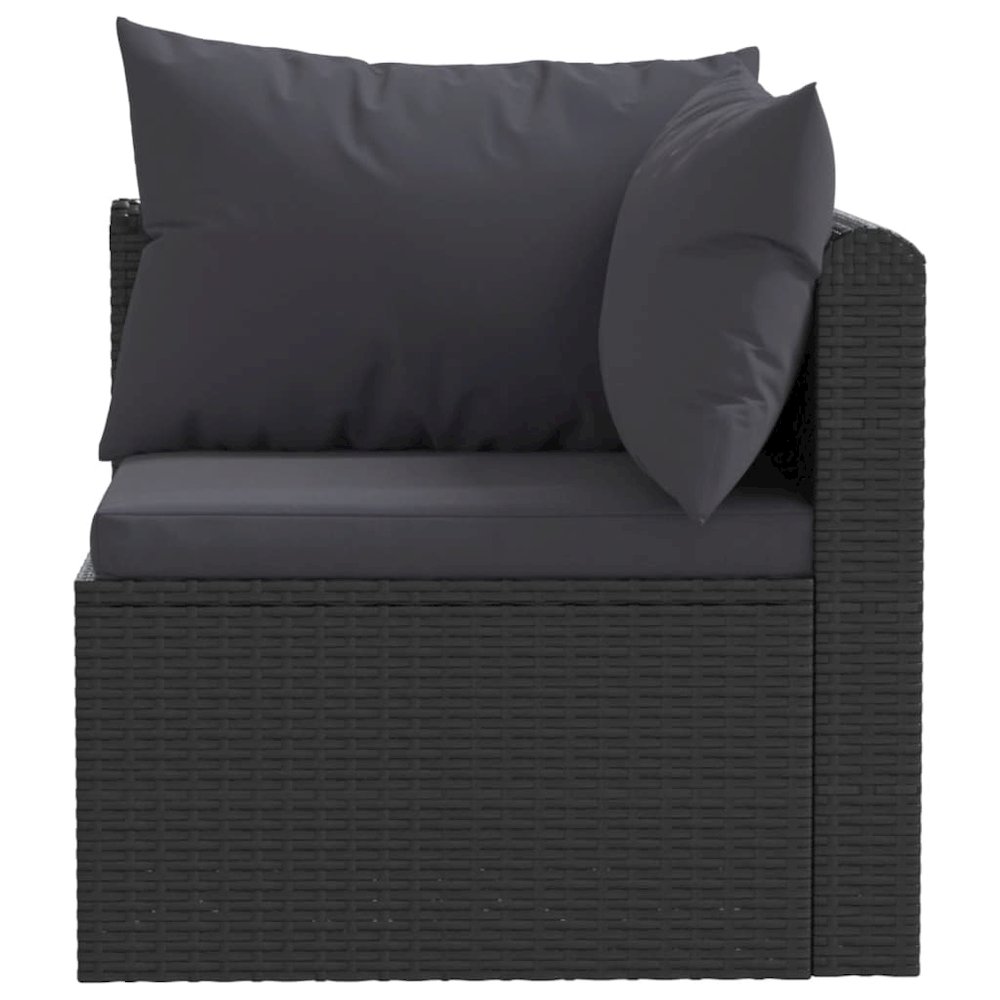 Garden Sofa Black Poly Rattan Medium Modular Garden Sofa. Picture 5