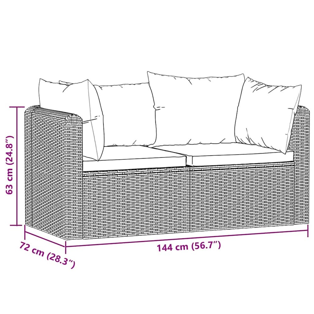 Garden Sofa Black Poly Rattan Medium Modular Garden Sofa. Picture 6