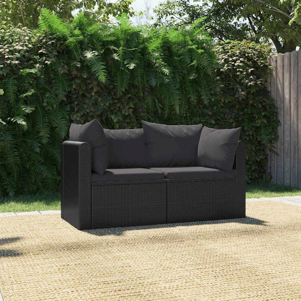 Garden Sofa Black Poly Rattan Medium Modular Garden Sofa. Picture 2