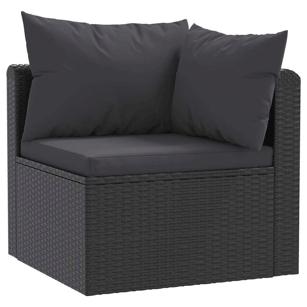 Garden Sofa Black PE Rattan, Powder-Coated Steel Standard. Picture 3