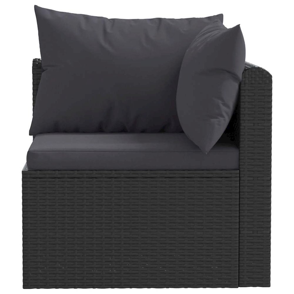 Garden Sofa Black PE Rattan, Powder-Coated Steel Standard. Picture 5