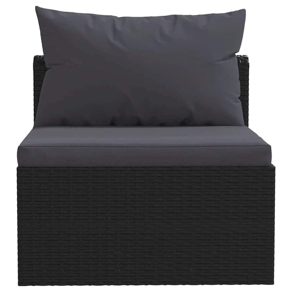 Garden Sofa Black PE Rattan, Powder-Coated Steel Standard. Picture 7