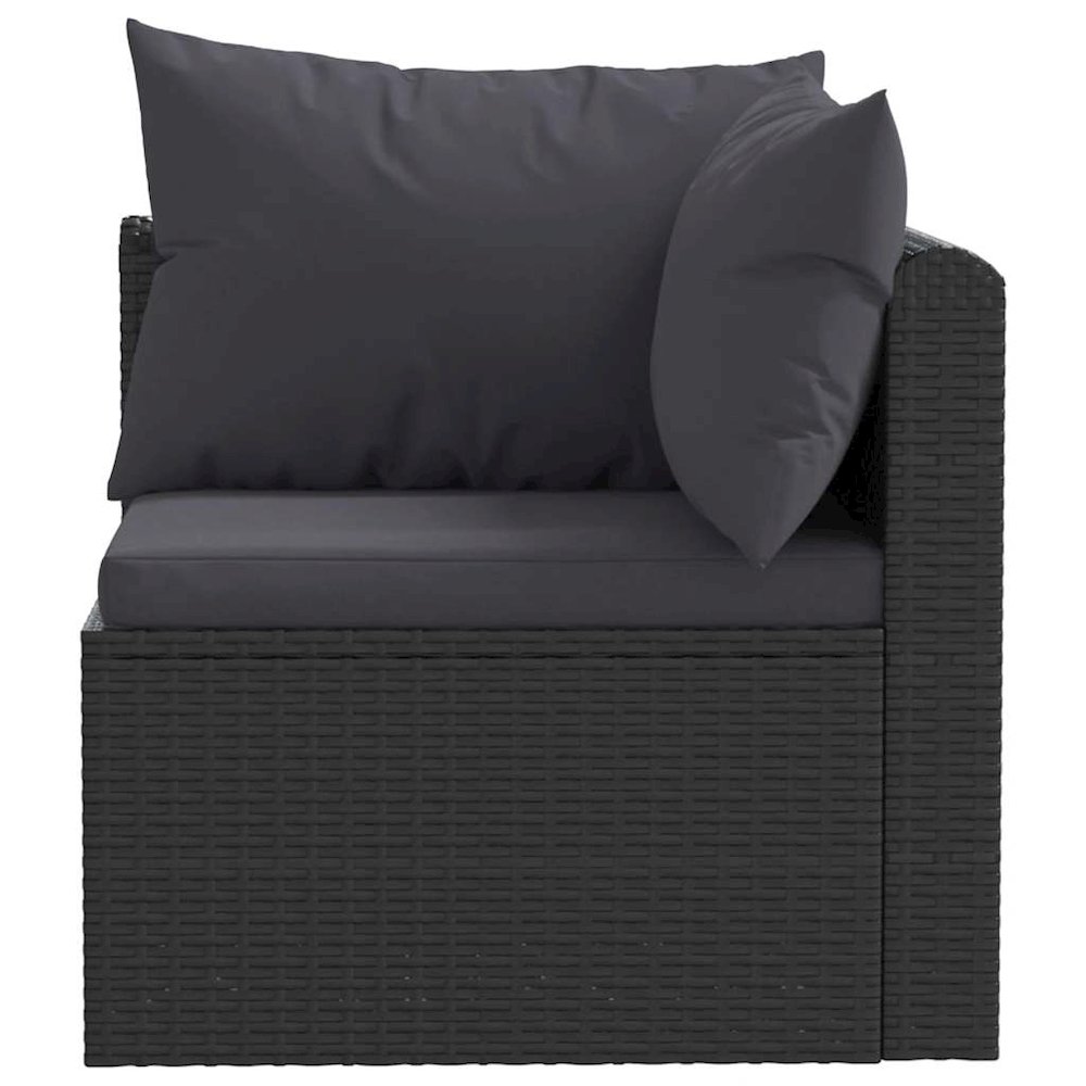 Garden Sofa Black PE rattan 4-seater Adjustable Feet. Picture 5