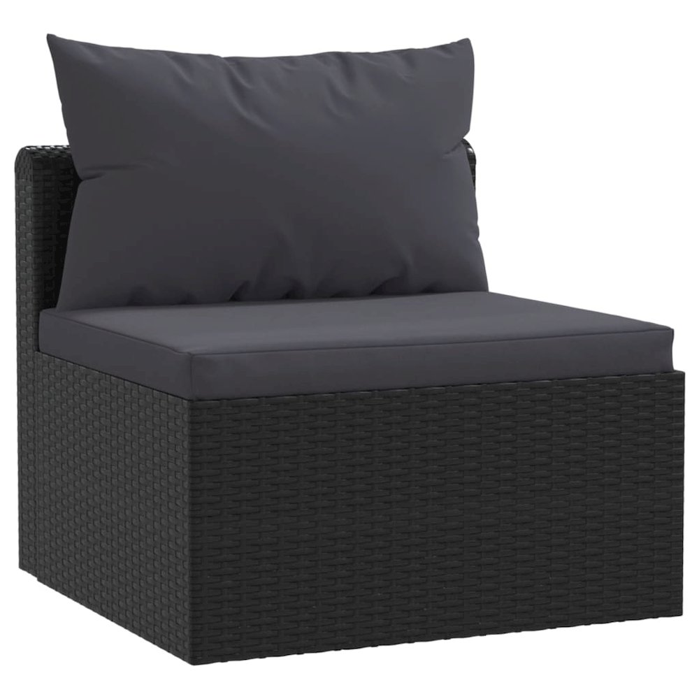 Garden Sofa Black PE rattan 4-seater Adjustable Feet. Picture 6