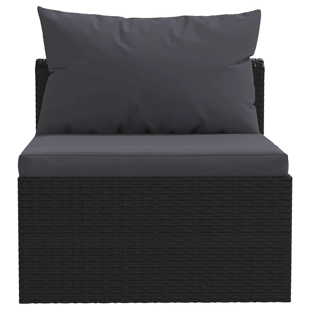 Garden Sofa Black PE rattan 4-seater Adjustable Feet. Picture 7