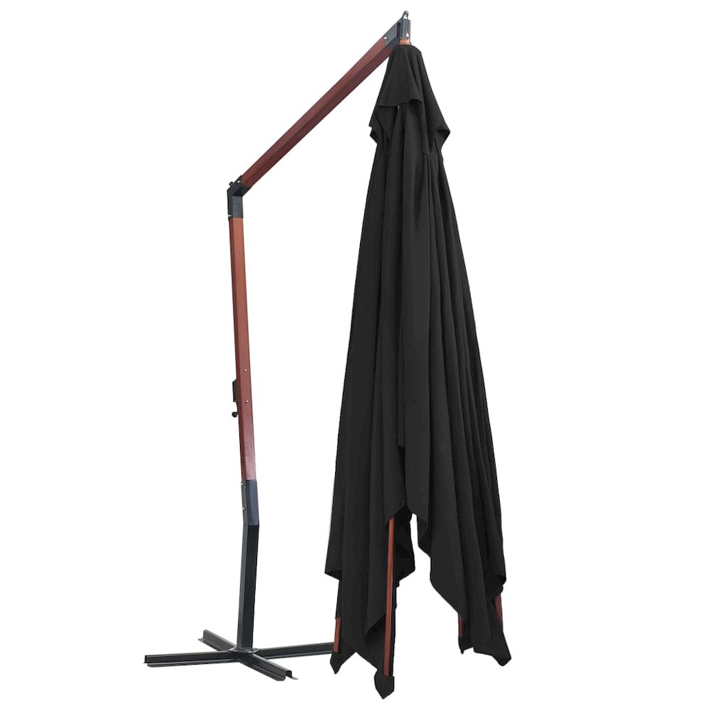 Garden Parasol Black Polyester Large UV-resistant materials. Picture 4