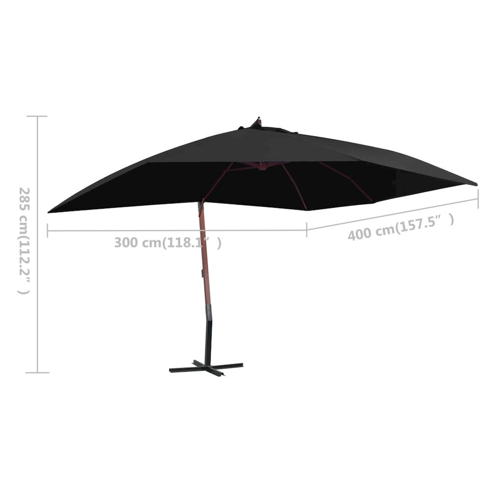 Garden Parasol Black Polyester Large UV-resistant materials. Picture 8
