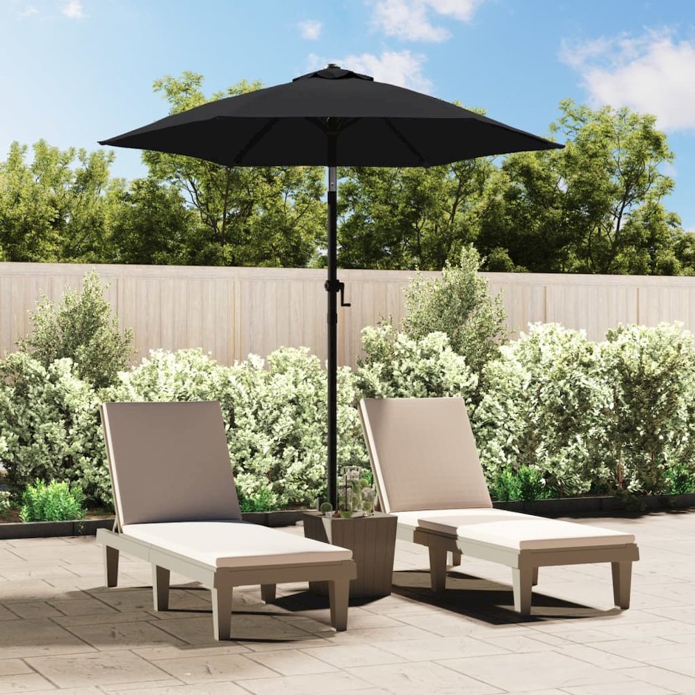 Garden Parasol Black and dark grey Aluminum, Polyester Medium. Picture 1