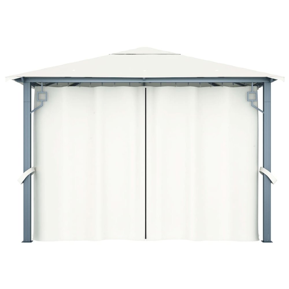 Gazebo with Curtain 118.1"x118.1" Cream Aluminum. Picture 5