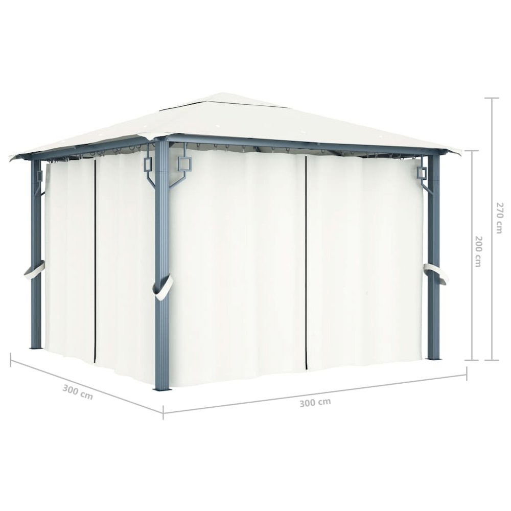 Gazebo with Curtain 118.1"x118.1" Cream Aluminum. Picture 9