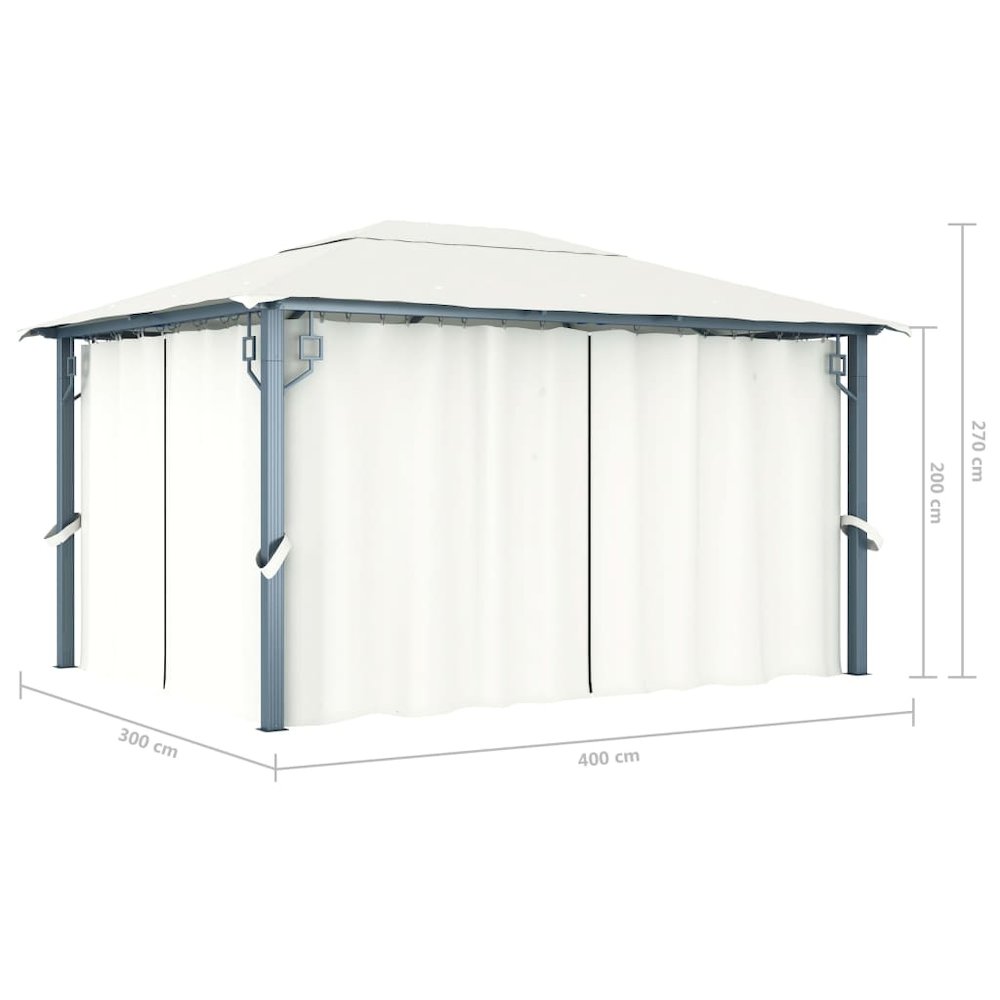Gazebo with Curtain 157.5"x118.1" Cream Aluminum. Picture 11