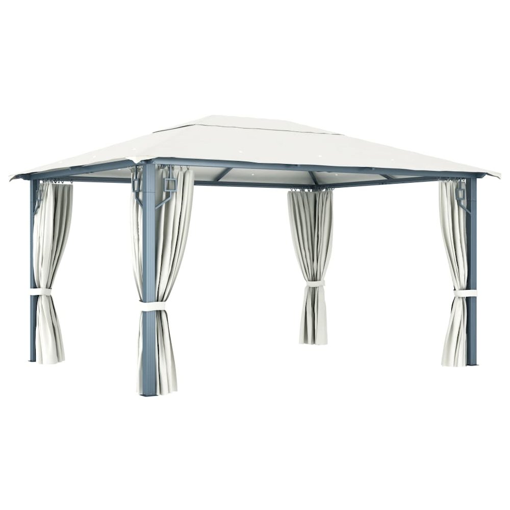 Gazebo with Curtain 157.5"x118.1" Cream Aluminum. Picture 5