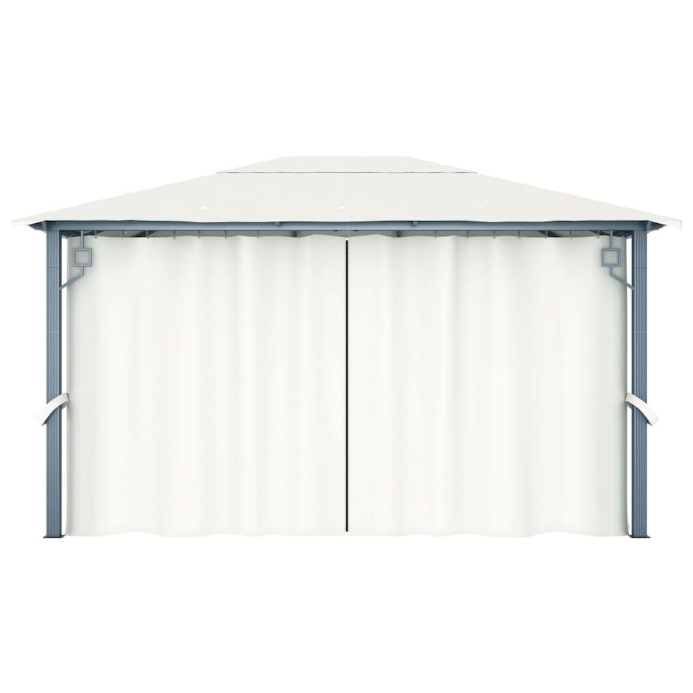 Gazebo with Curtain 157.5"x118.1" Cream Aluminum. Picture 6
