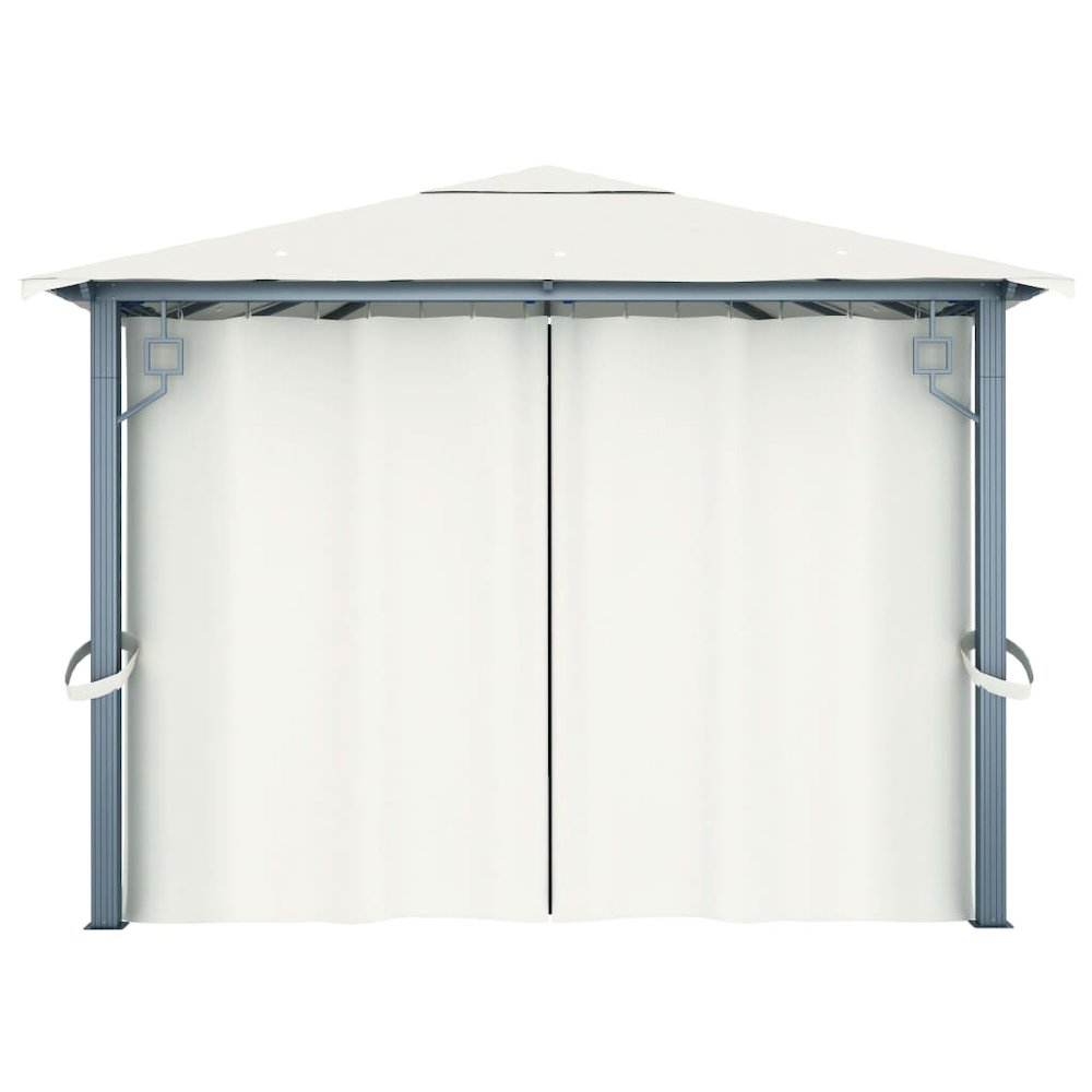Gazebo with Curtain 157.5"x118.1" Cream Aluminum. Picture 7