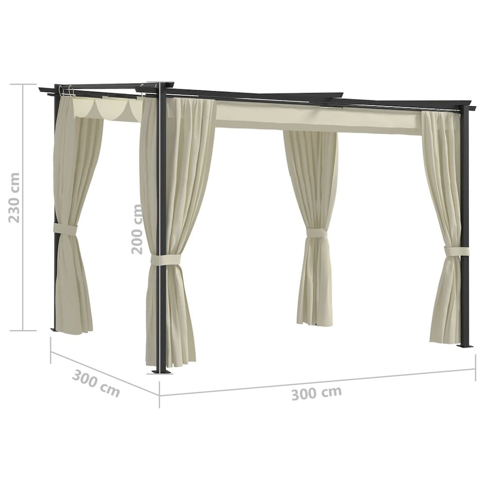 Gazebo with Curtains 9.8'x9.8' Cream Steel. Picture 4