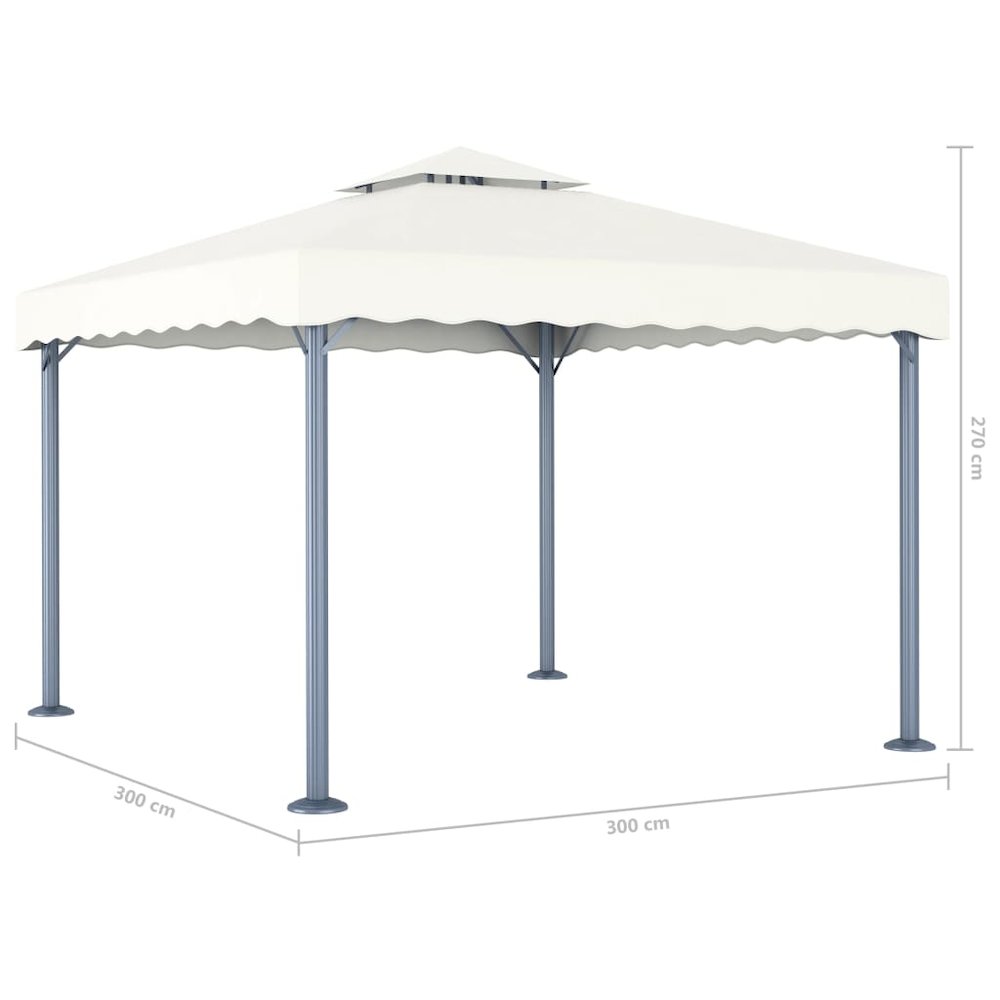 Gazebo Cream Aluminum 118.1 x 118.1 in UV-resistant materials. Picture 4