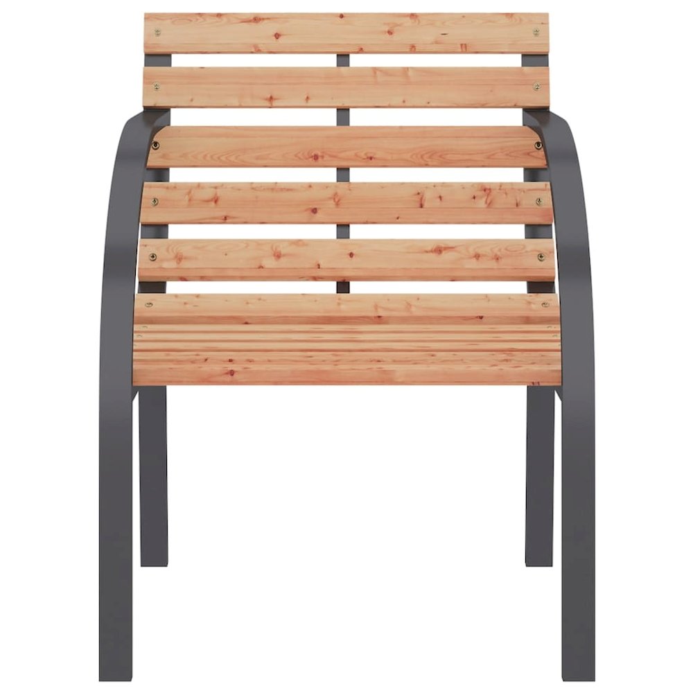 Garden Chair Set of 2 Brown Wood seat and backrest, steel frame. Picture 4