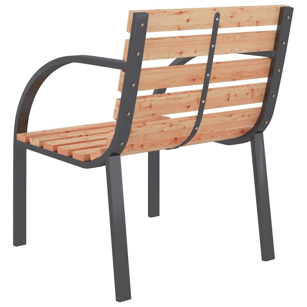 Garden Chair Set of 2 Brown Wood seat and backrest, steel frame. Picture 6