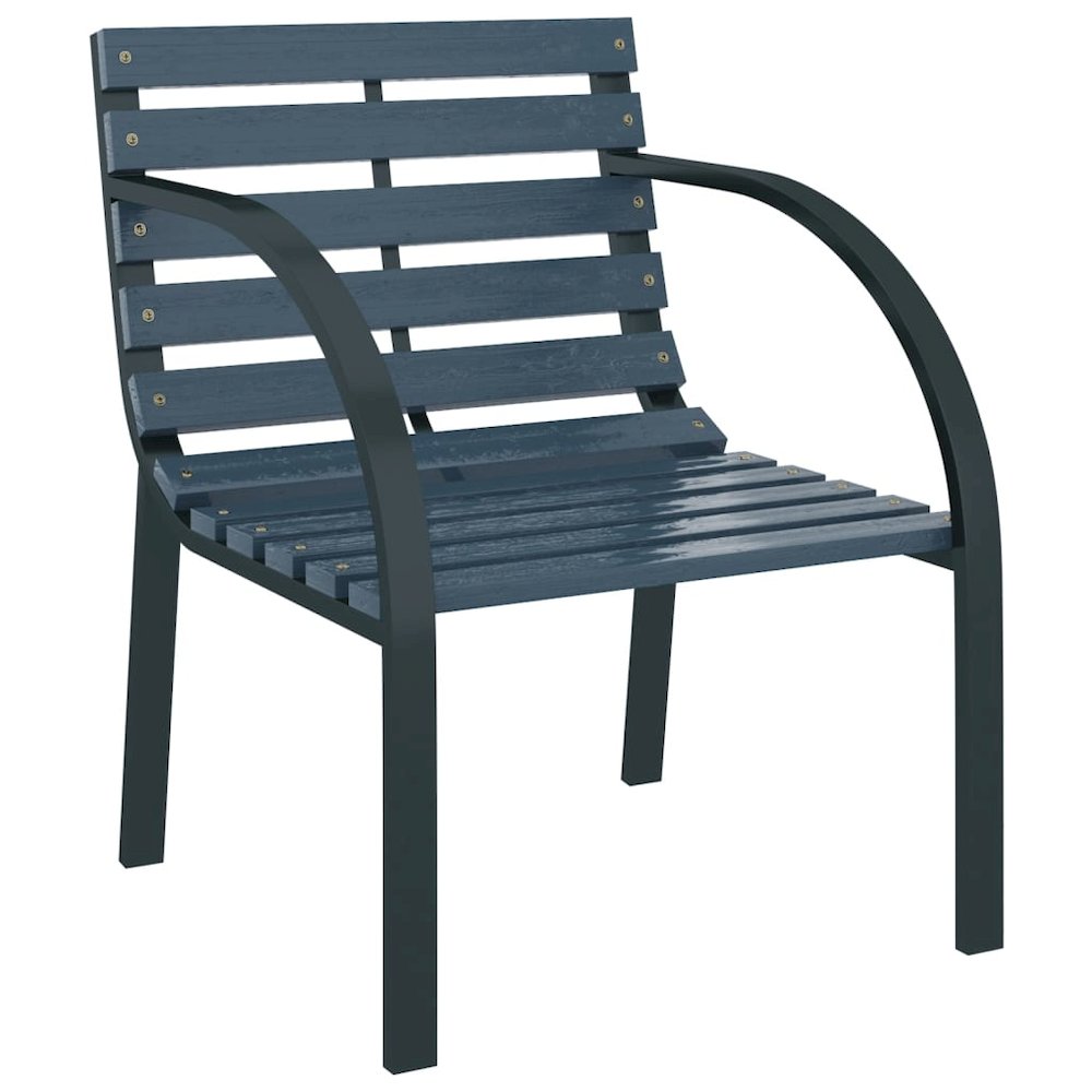 Garden Chair Set of 2 Gray Wood and Steel Medium Durable. Picture 3