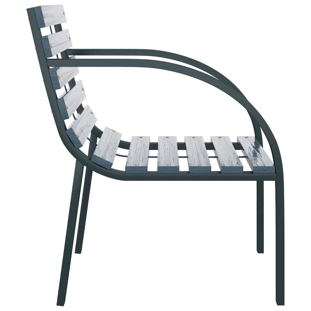 Garden Chair Set of 2 Gray Wood and Steel Medium Durable. Picture 5
