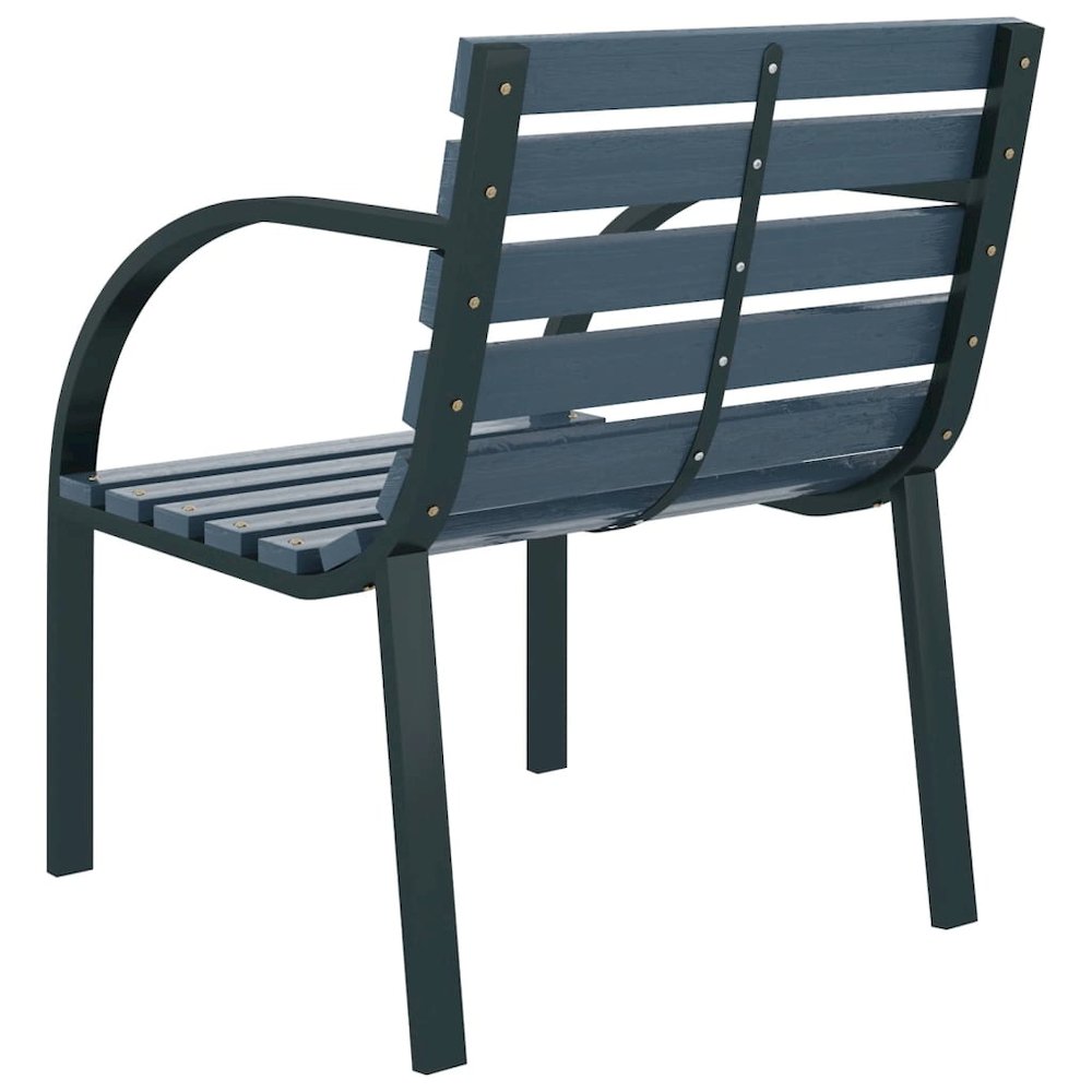 Garden Chair Set of 2 Gray Wood and Steel Medium Durable. Picture 6
